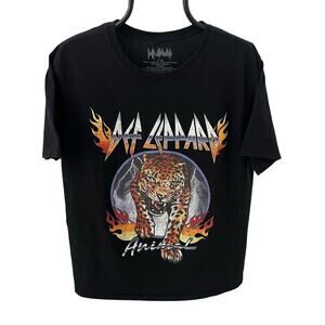 Def Leppard Animal Graphic T-Shirt Men's Size Large Black Band Tee Hysteria